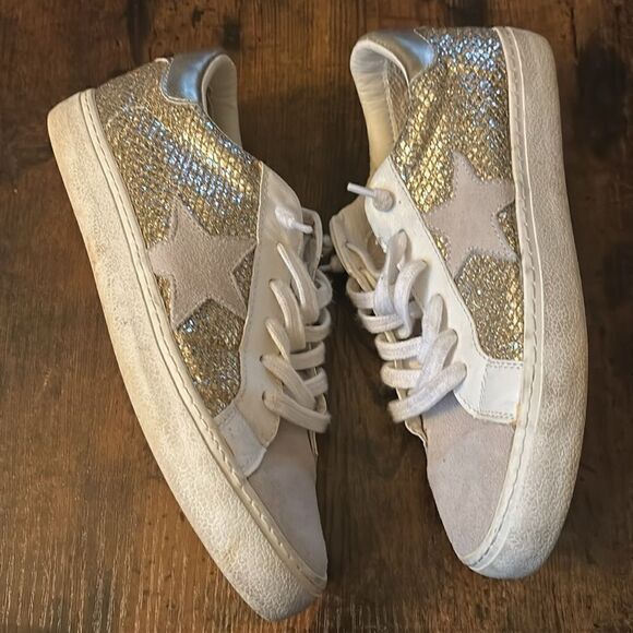 Vintage Havana April Gold Glitter Multi Suede Sneakers Size 7.5 - Picture 6 of 11